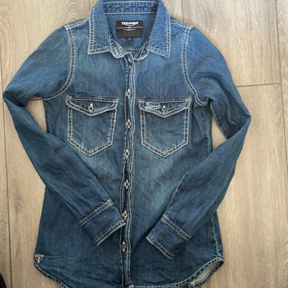 Triumph motorcycle XXS jean shirt.